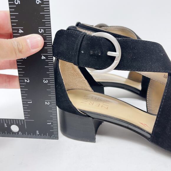 Naturalizer Womens 6.5 Black Faux Suede Alexa Strappy Sandal Chunky Block Heel - Picture 6 of 13